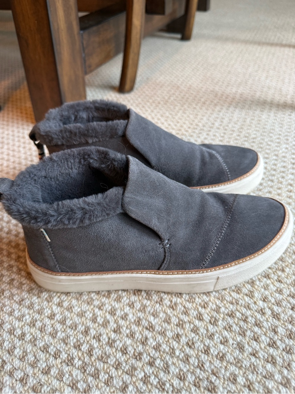 Toms Gray Suede Fleece-Lined Ankle Boots